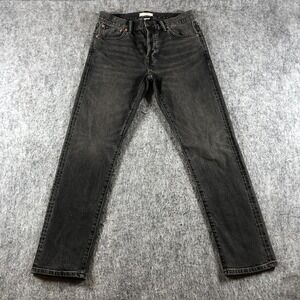 AE77 Selvedge Denim Jeans Mens‎ 28x30 Gray/Black Straight Button Fly